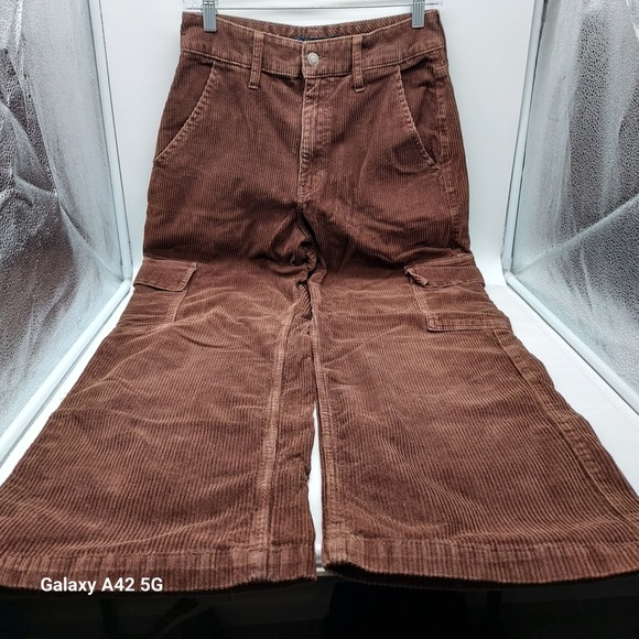Hollister Pants - Hollister Ultra High-Rise Baggy Corduroy Cargo Pants Brown W28 7S